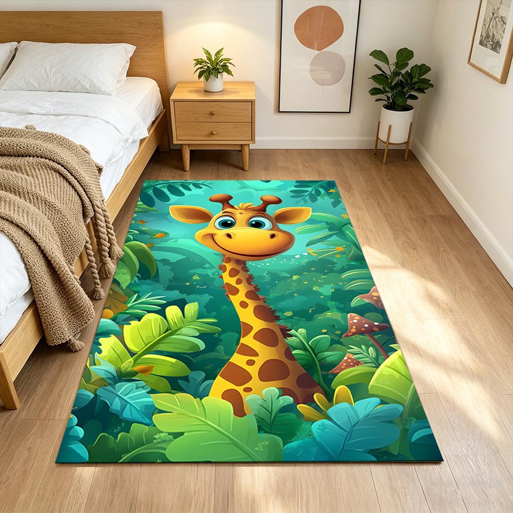 Jungle Giraffe Adventure Non-Slip Home Carpet Design for Office Decor Living Room Bedroom Gift