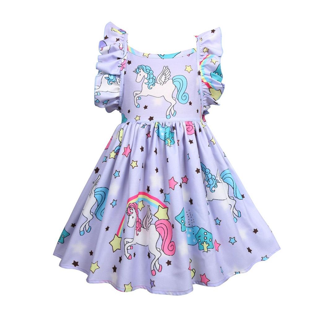 Bebeluși Fete Star Unicorn Rochie Prințesă Petrecere Aniversare Costum Casual Haine