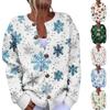 Dame Juleprint Langermet Strikket Cardigan med Knapper for Julefest og Vinterbruk