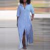 Women's Summer V-Neck Striped Shirt Dress - Loose Fit, Hot Style