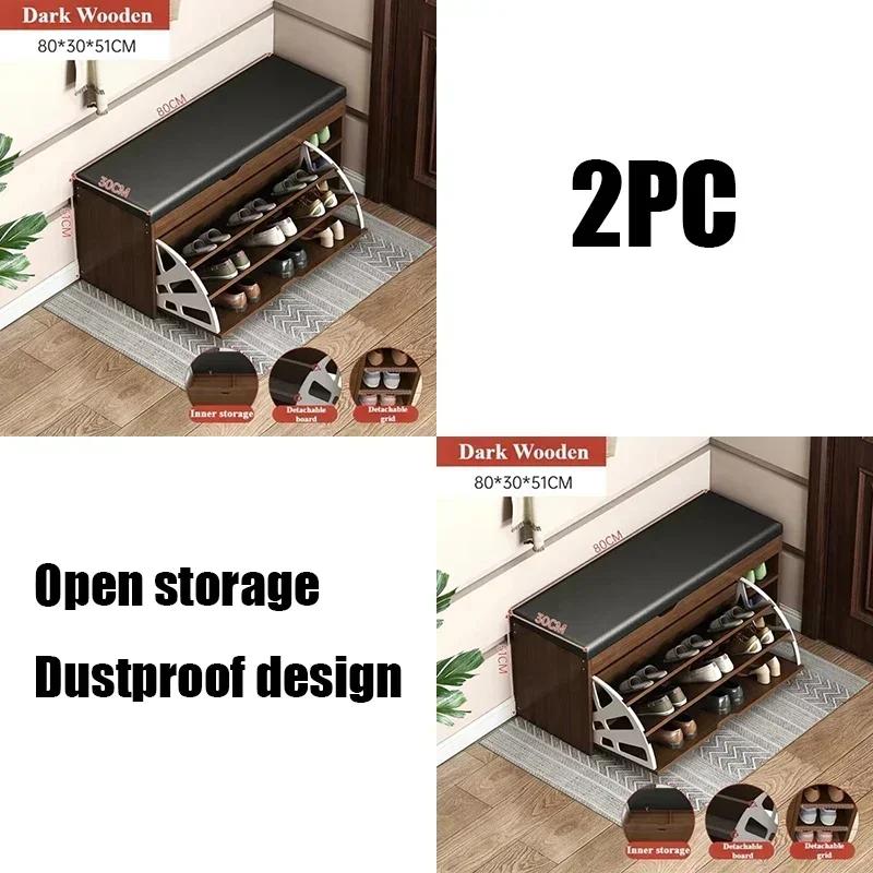 Convenient Shoe Changing Cabinet Integrated Entrance Shoe Bench Simple Solid Wood Shoe Cabinet Multi-layer Simple Shoe Cabinet