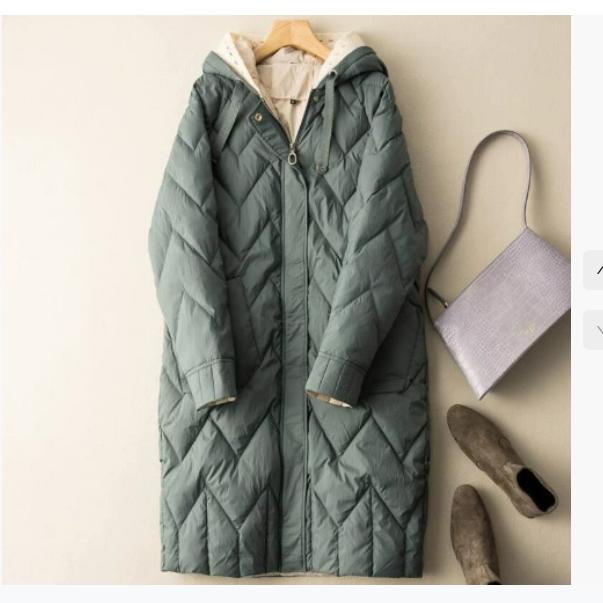 Autumn and Winter Loose Down Jacket Women's Hooded Loose Jacket Medium-thick Knitted Hat White Duck Down