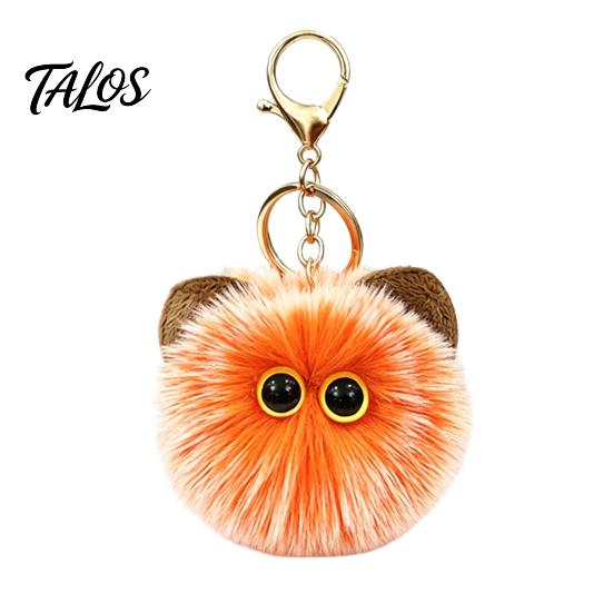 Soft Pompom Keychain Plush Cat Ball Keychain, Fluffy Kitten Bag Charm, Pendant with Lightweight Metal Lobster Clasp, Backpacks Keys Decorative