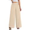 High Waist Wide Leg Pants for Women Elastic Waistband Loose Fit Lightweight Linen Trousers Casual Style