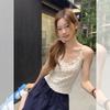 Design Sense Bow Lace-up Fungus Edge Sling Vest Women's Summer New Pure Desire Style Versatile Small Top