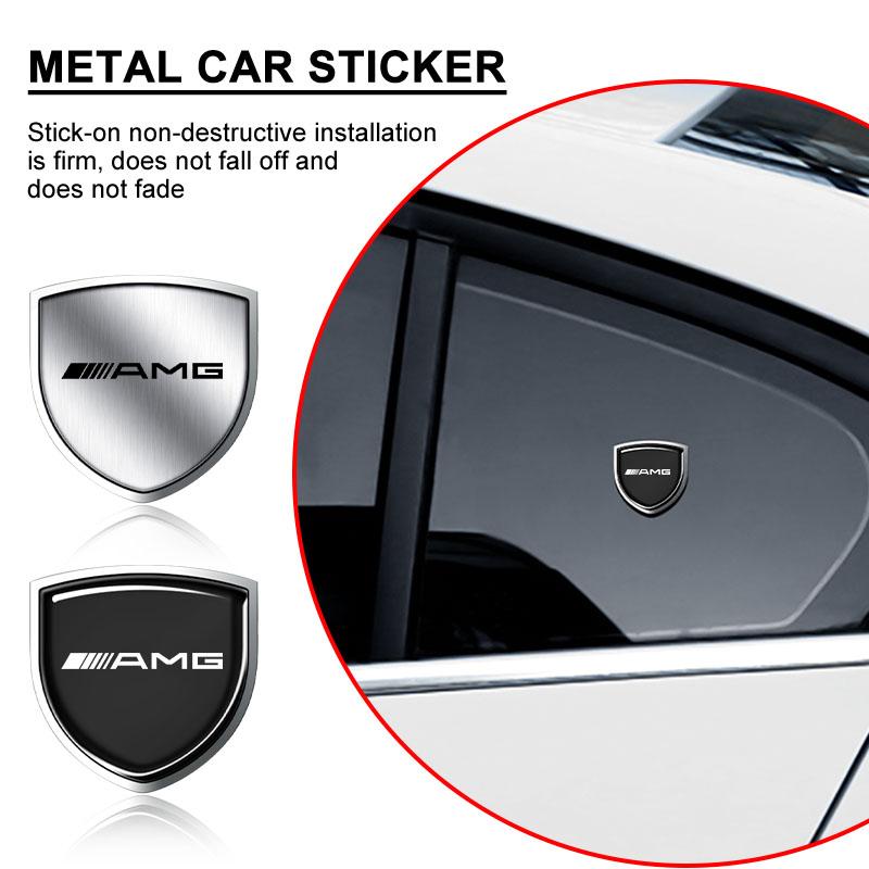 AABIE1 1Pc Metal Auto Door Shield Emblem Car Body Badge Sticker Caps For Mercedes Benz AMG W205 W218 W177 V177 W176 W169 A B C E Class