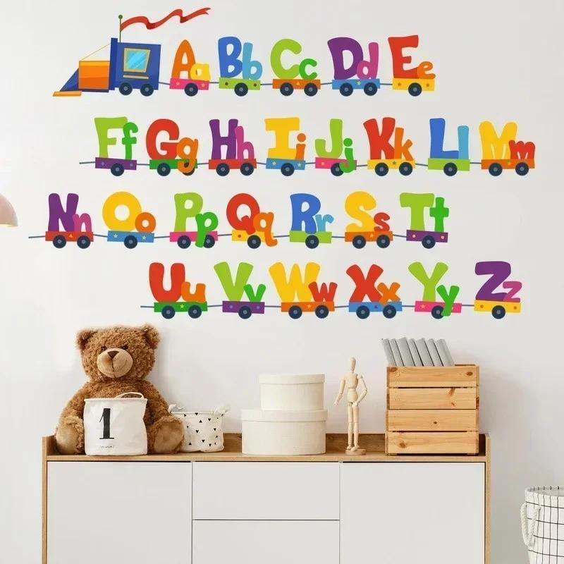 Cartoon Home Decor Wall Sticker 26 Letters Alphabet Wall Stickers Kids Rooms Children Sticker Room Decor Household Accessories