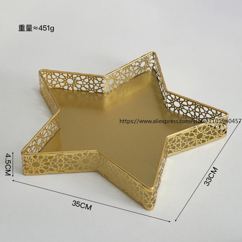 Star and Moon Heart-Shaped Wrought Iron Fruit Bowl Decorative Piece Creative Cake and Dessert Tray for Living Room Home Decor