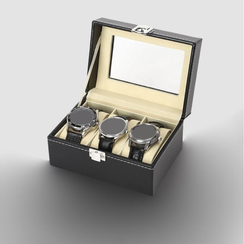 3 Watch Storage Box With Magnetic Closure Soft Velvets Lining PU Leather Organize Case For Jewelry And Accessories Travel Friendly Design