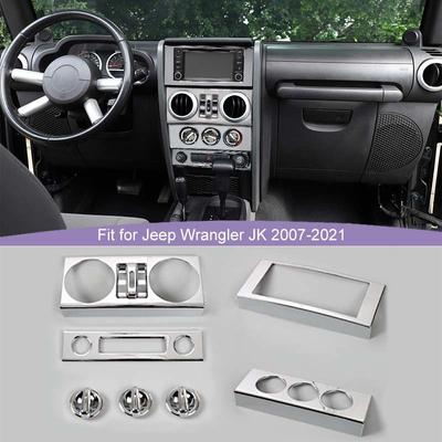 ABS Interruttore aria condizionata interna Pomello decorazione Pulsante finestra Pannello decorativo per Jeep Wrangler JK 2007-2010 Accessori auto