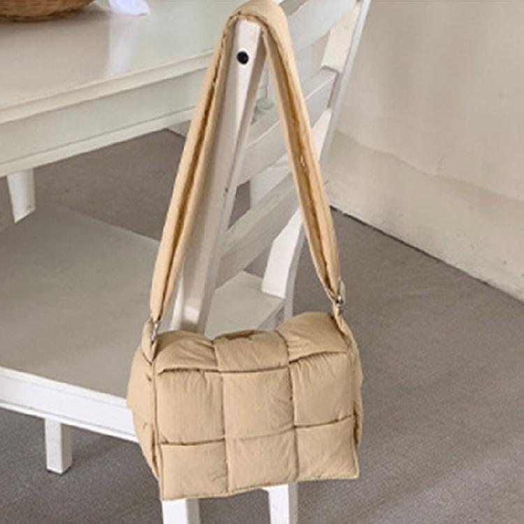 Contemporary Cotton Space HandbagsLarge Puffer Woven Shoulder Bag for Women