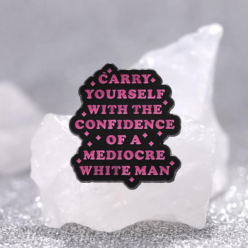 Trendy Cartoon Inspirational Letter Alloy Brooch Pin For Confident Expression In Stylish Design