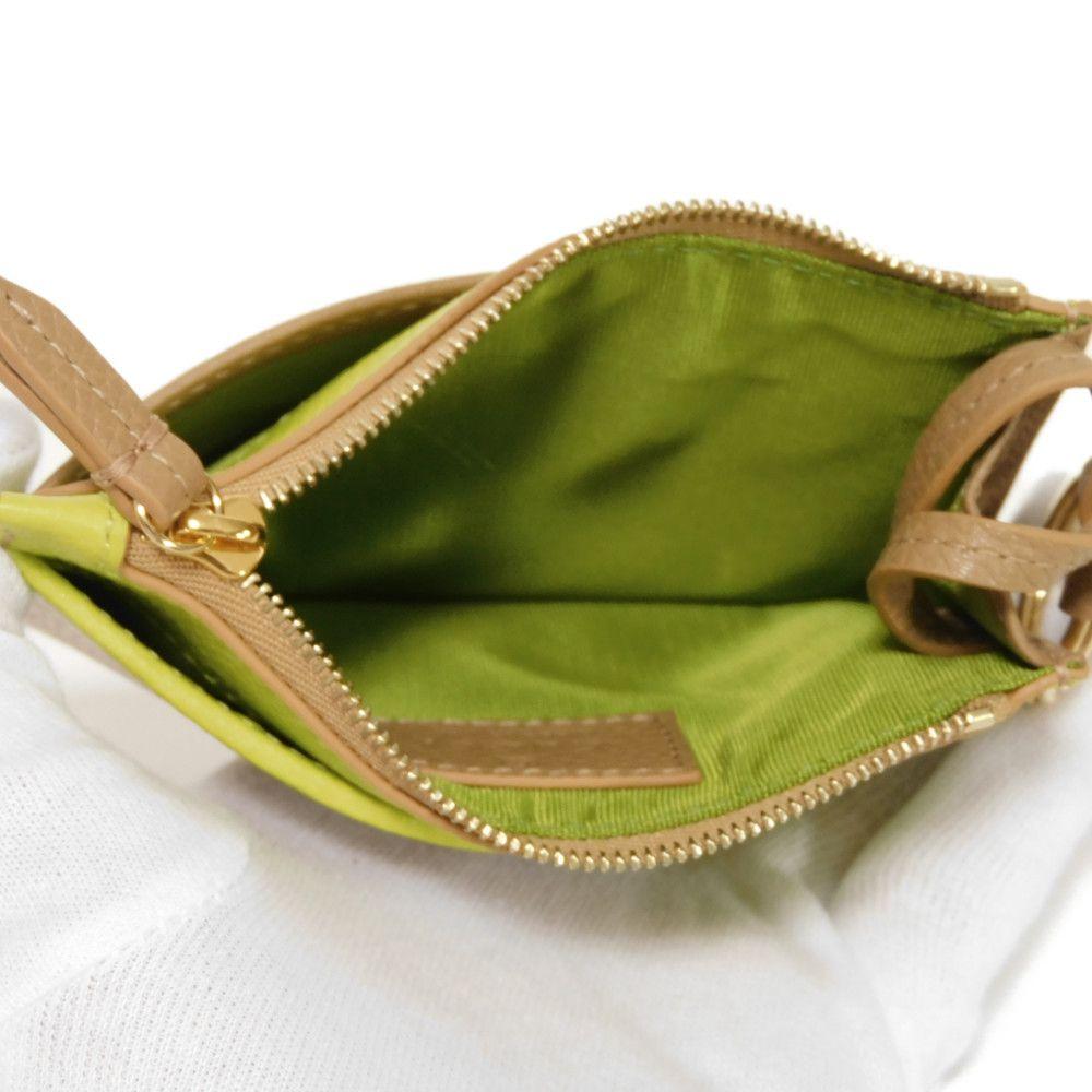 Used 9539 Double G Zip Key Pouch 837966 AAE5F 2843 7943 Current Bicolor Green Key Ring Unused GG Marmont Beige Unisex