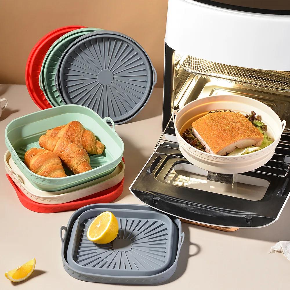 Air Fryer Silicone Liners Non Stick Air Fryer Basket Square Round Silicone Air Fryer Liners Oven Baking Tray Fried Chicken Mat