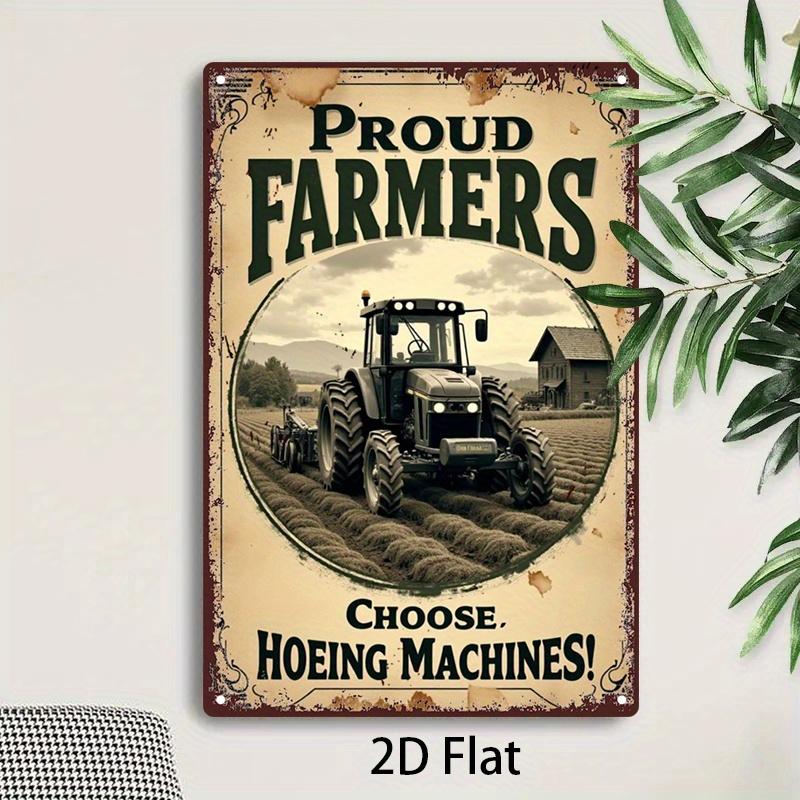 Vintage Farmhouse Metal Wall Decor Proud Farmers Tractor Tin Sign Poster Farm Life Decoration for Living Room Kitchen Ga