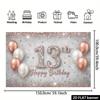 2D Diamond 13th Birthday Backdrop - Rose Gold Glitter Banner for Girls 13th Birthday Photoshoot