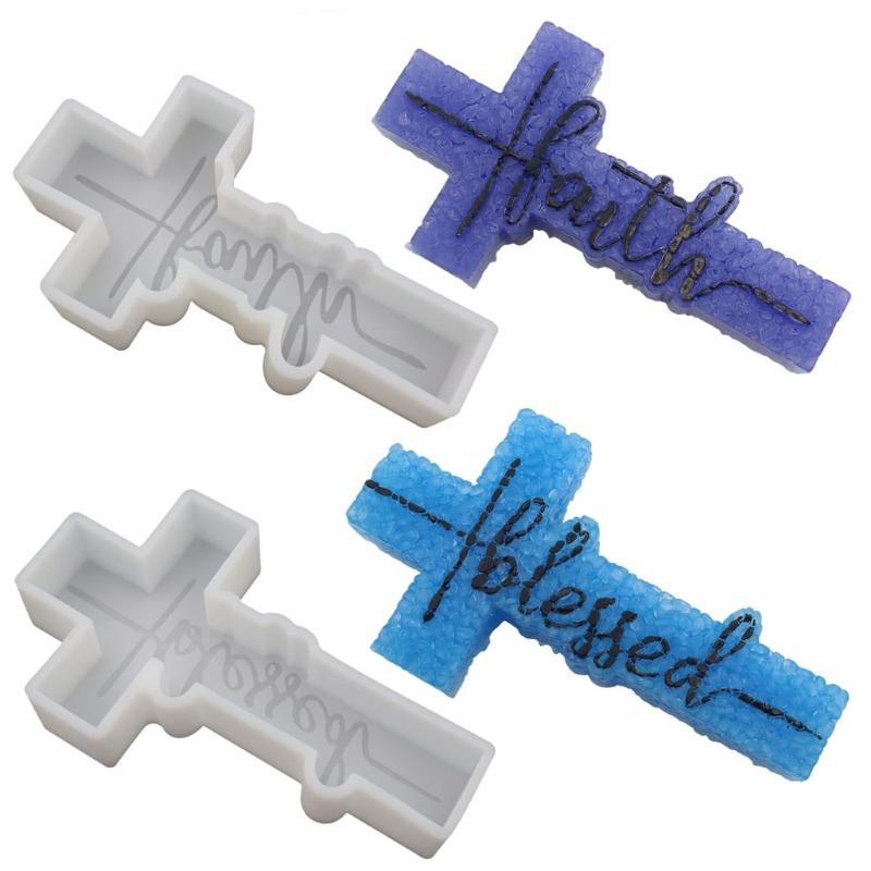Faith Cross Pendant Car Freshie Silicone Mold Resin Casting Mold for Soap Candy Baking DIY Handmade Candle Decoration