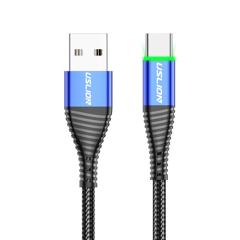 USLION 2M LED 3A USB TypeC Kabel Schnellladekabel Typ-C Handy USB C USB-C Kabel Ladegerät Kabel