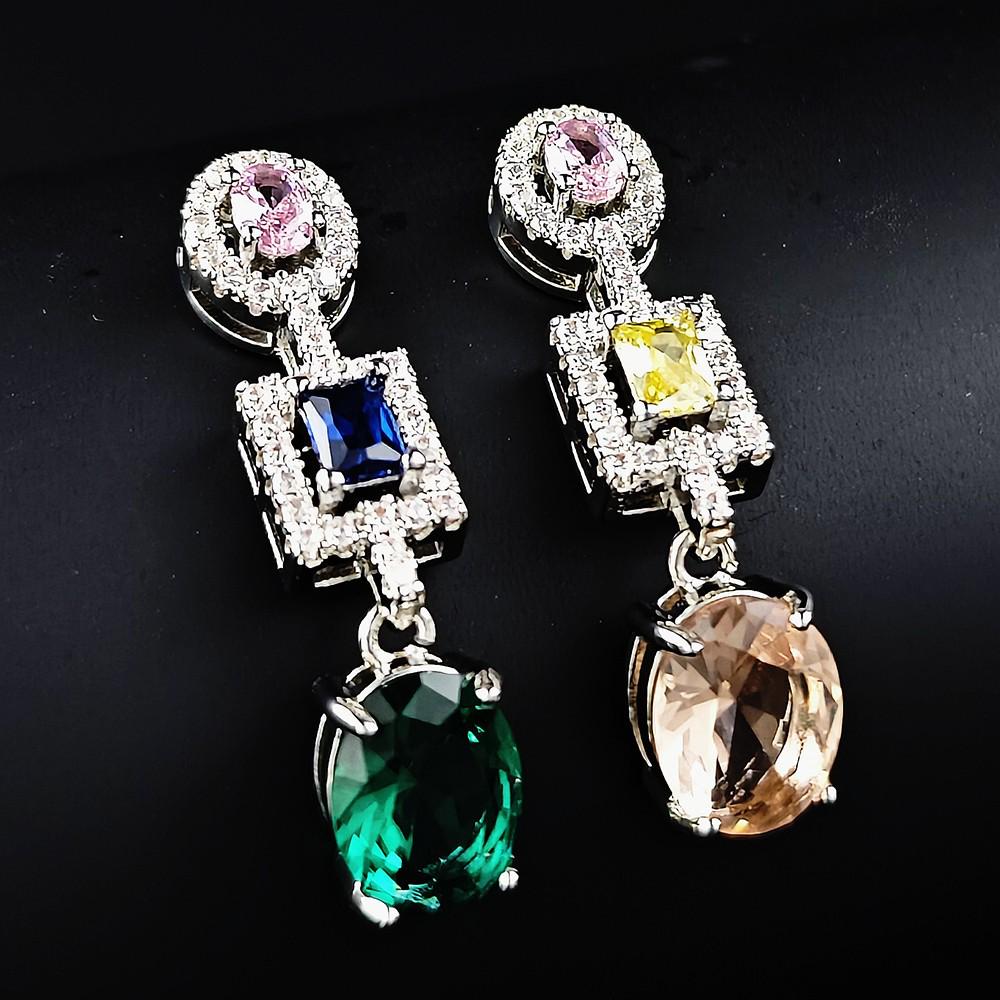 

Light Luxury Gemstone Oval Zircon Drop Earrings for Women E7648