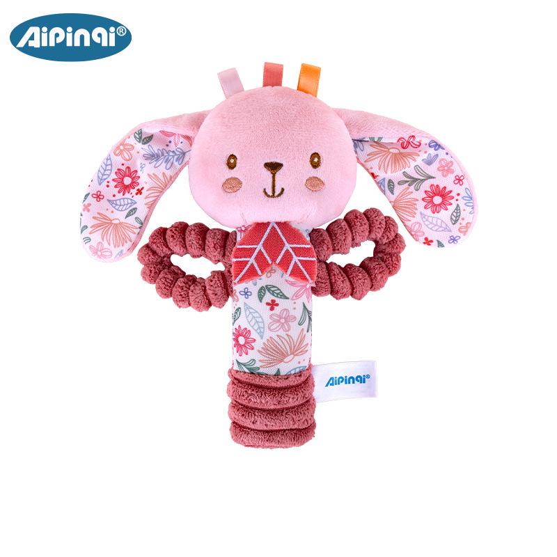 Aipinqi New Hand-Crank Baby Soothing Plush Rattle Doll, Colorful Grasping Stick Toy for Infants Aged 0-1 Year Old
