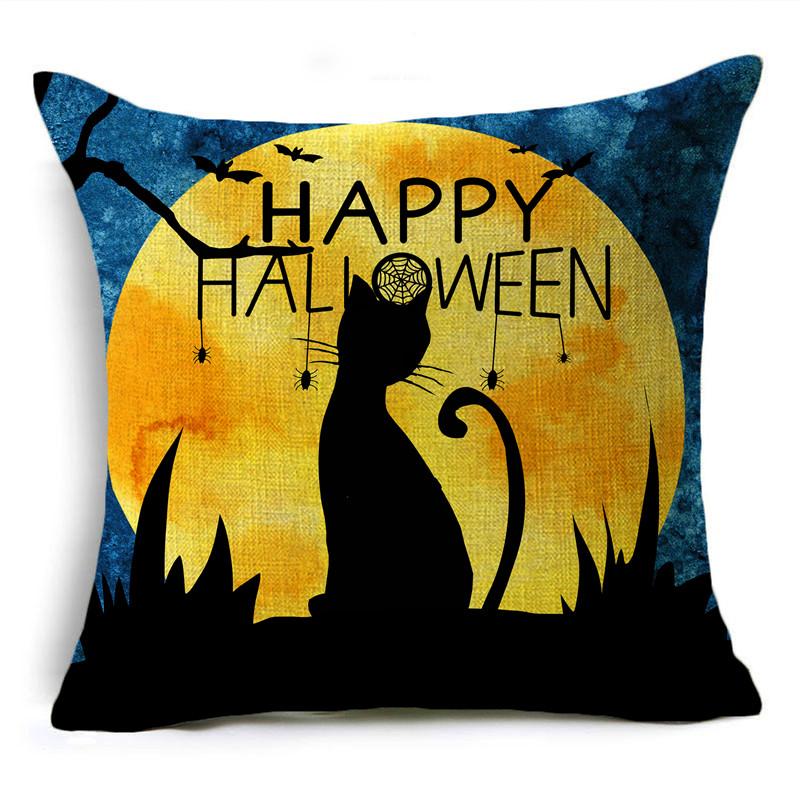 Halloween Pillow Cover Dark Moon Night Festive Atmosphere Sofa Decoration Waist Pillow Cushion Cover 40*40cm/45*45cm/50*50cm