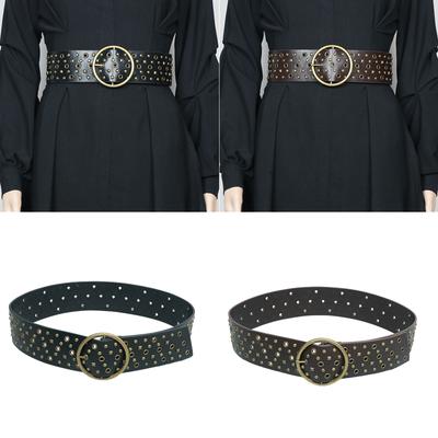 PU Leather Waist Belt with Pin Buckle Harajuku Alloy Rivet Waist Belt Woman Girls Jeans Dresses Skirt Coat Waistband