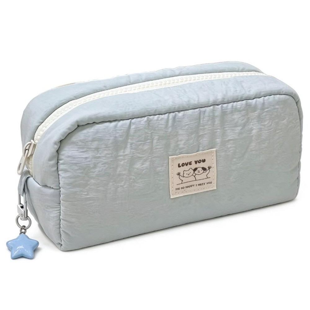 Solid Color Pencil Case Portable Stationery Organizer Adorable Pen Bag Students Supplies