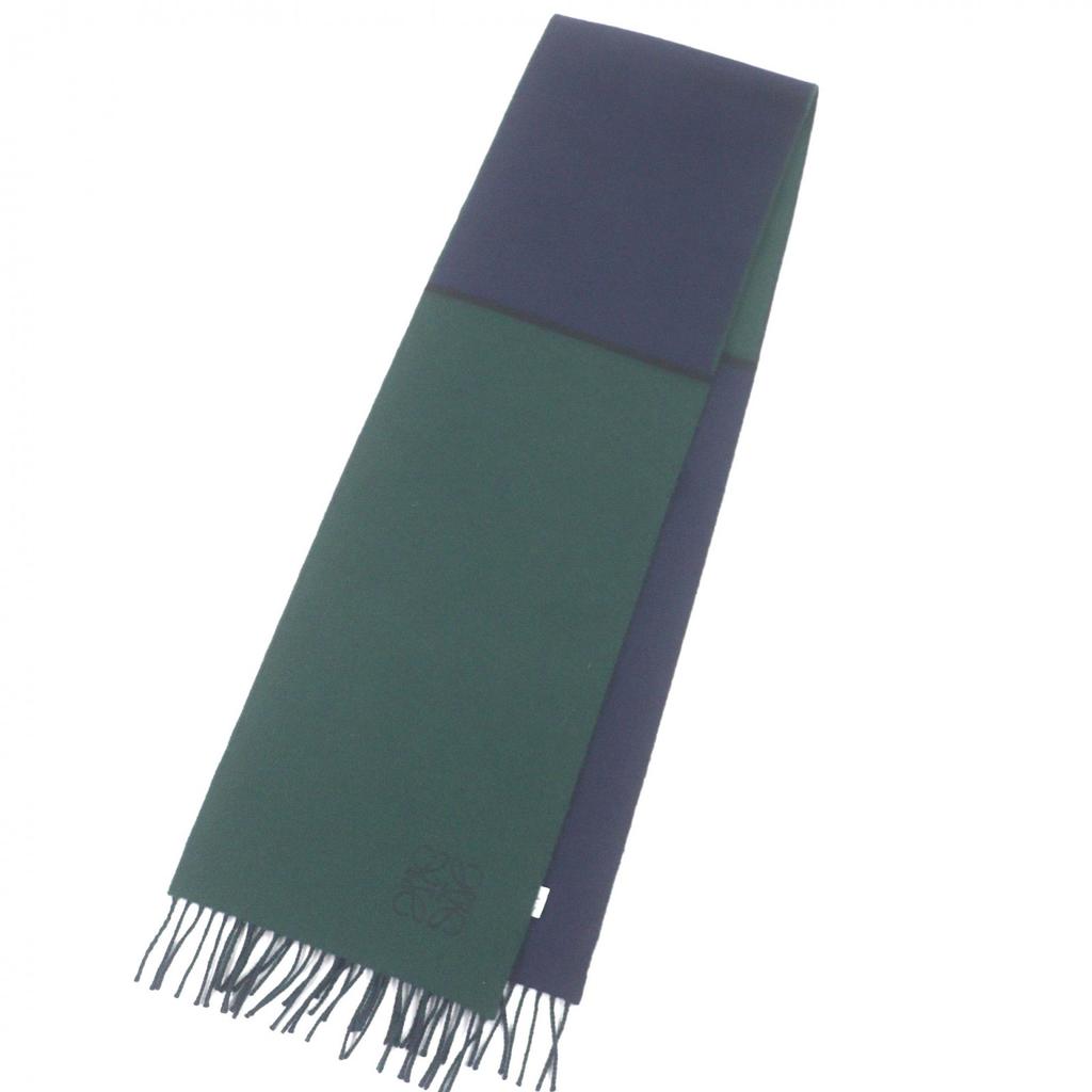 Excellent LOEWE Scarf Anagram logo embroidery Navy wool mens Used