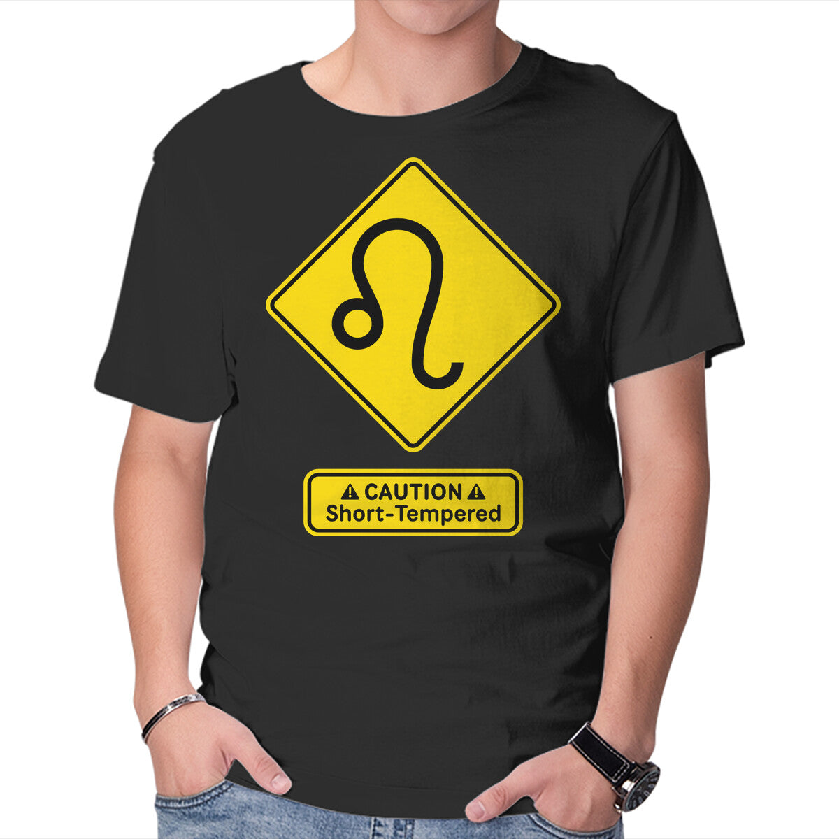 Unisex Crew Neck T-Shirt Caution Short-Tempered Graphic Short Sleeve Casual Tee XXXL