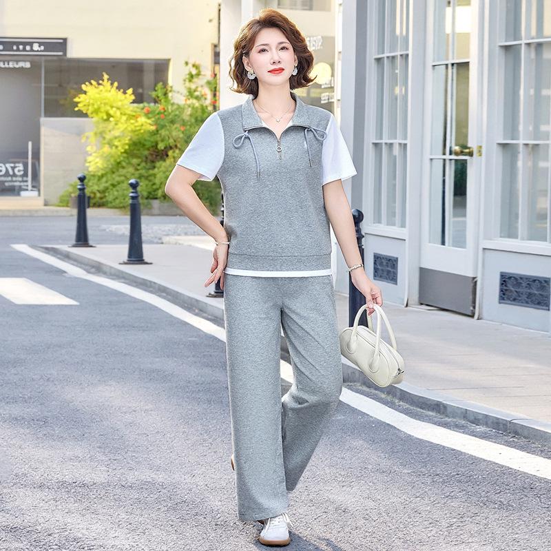 

2026 New Style Middle-aged Women s Casual Summer Two-piece Sportswear Set XL (80-95 lbs)