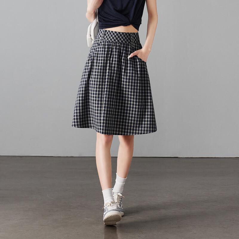 

SOFSIL Women s High-Waisted Plaid A-Line Skirt M
