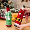 Christmas Wine Bottle Covers Cartoon Santa Snowman Knitted Red Wine Bottle Bags New Year Party Xmas Dinner Table Decor 1Pcs