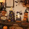 Nostalgic Party Favors Farmhouse Halloween Wooden Tabletop Decorations, Table Topper Signs, Spooky Vintage Haunted House Tiered Tray Decor Pumpkin
