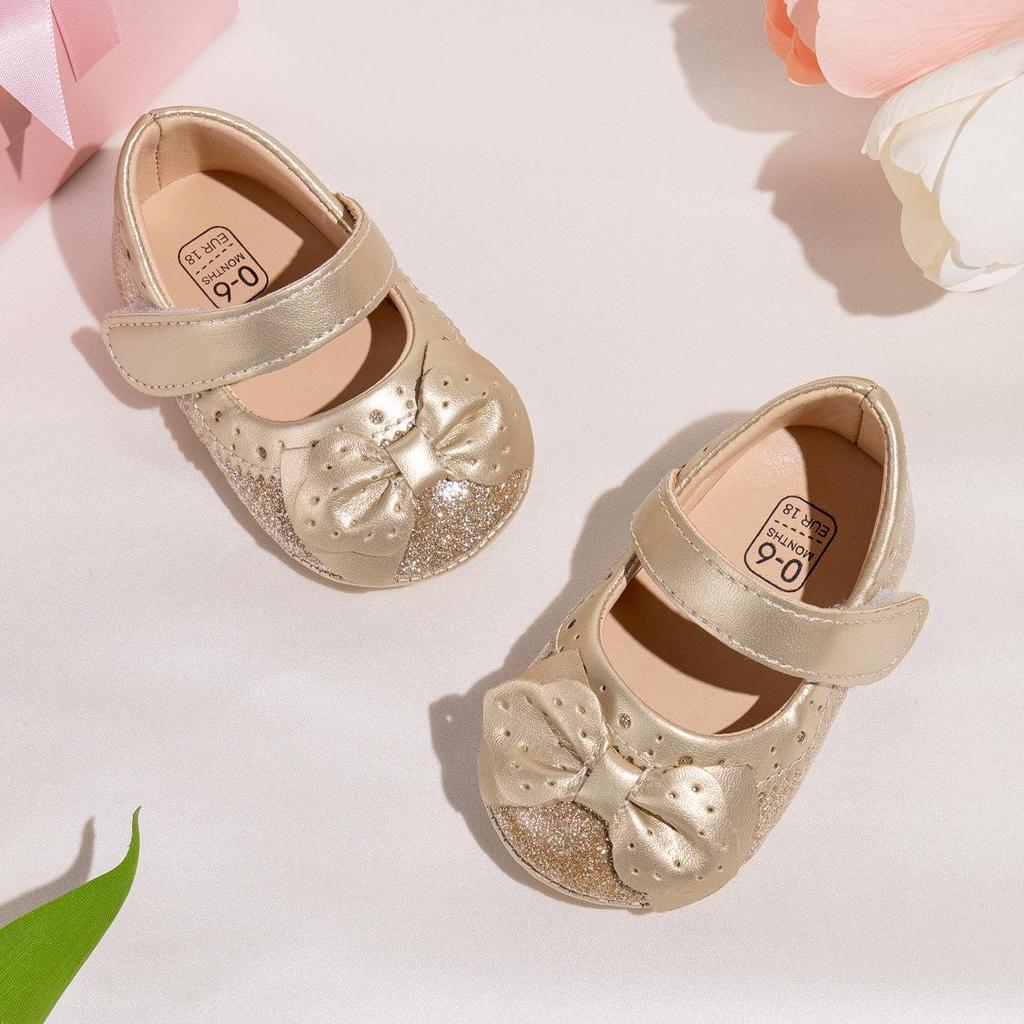 Baby Girl Princess Bow Sequin Shoes - Soft Sole Toddler Shoes