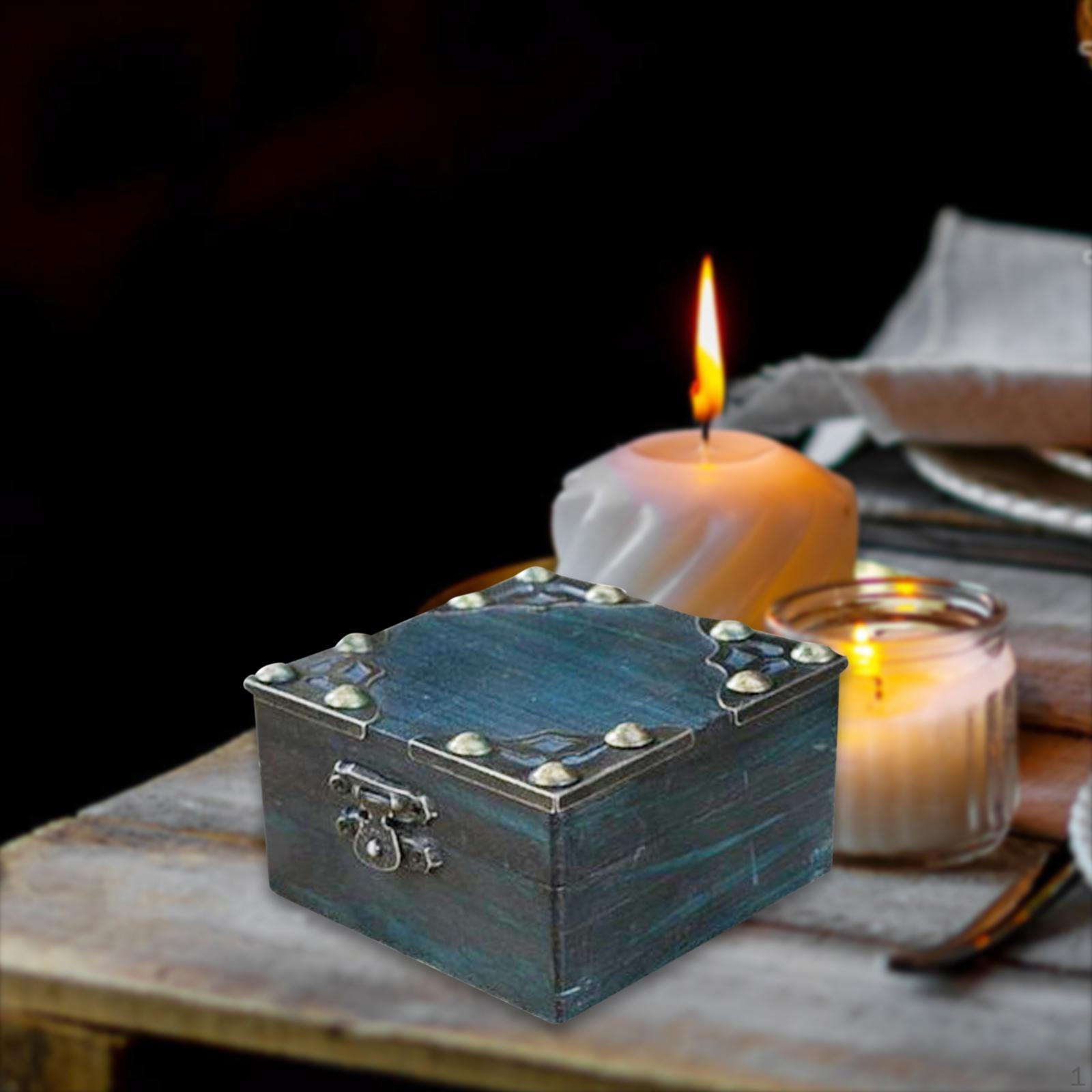 

Шкатулка для драгоценностей Сундук с сокровищами Подарок на День матери Коллекционный деревянный контейнер Синий для браслетов Безделушка