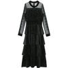 2026 A/W Sequined Mesh Patchwork Gold Velvet Slimming Dress