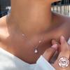 Classic Minimalist 925 Sterling Silver White Waterdrop Chain Pear Cut Single Zircon Pendant Necklace for Girl Daily Fine Jewelry