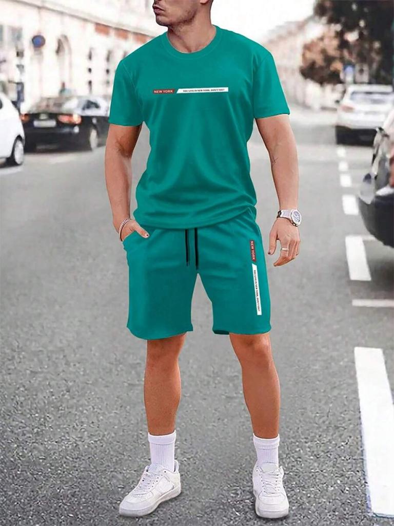 Urban Street Fashion Trend 3d Printed Men's Crew Neck Short Sleeve Suit Outdoor Simple Crew Neck Top Casual and Comfortable Shorts