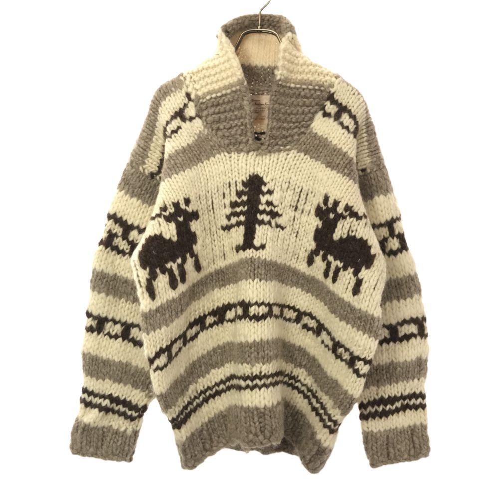 

Шерстяной вязаный вручную свитер Ковичан с длинным рукавом Коричневый Мужской Б/У