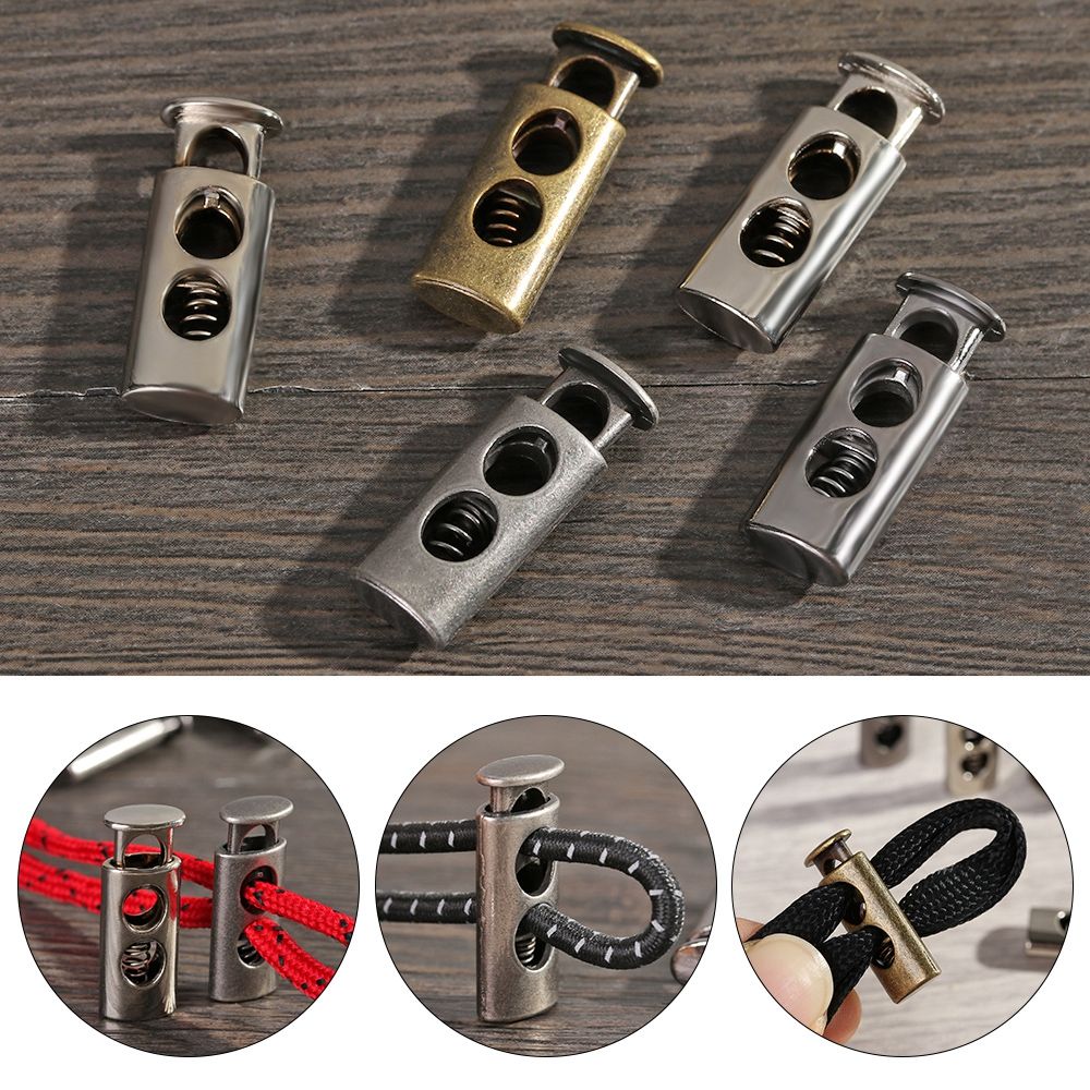 Apparel Shoelace Sportswear Double Hole Stoppers DIY Metal Clamp Lock Toggle Stopper Cord