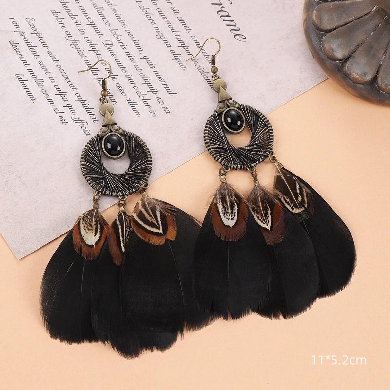Unique Exaggerate Feather Earrings Creative Feathers Long Earrings Trendy Boho Big Earrings Women Statement Jewelry Wholesale