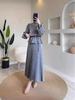 2024 Spring Women's Muslim Set: Elegant Solid Color Half Skirt with Tie