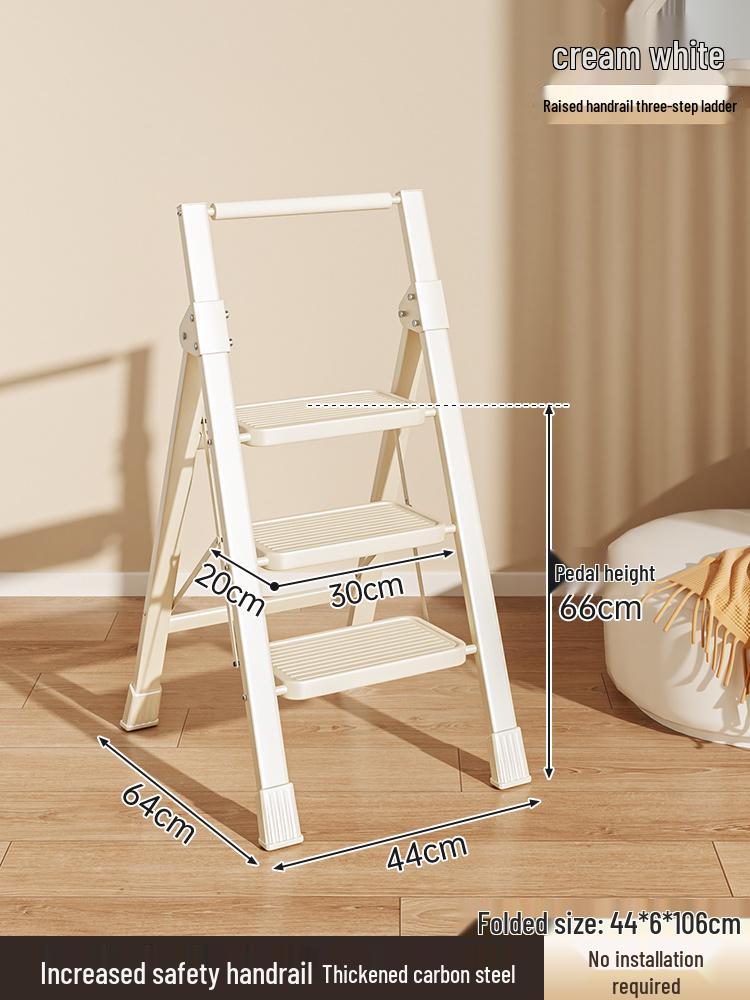 Telescopic A-Frame Folding Ladder - Indoor Multifunctional Ladder Stool with 3 or 4 Steps for Housewarming or Climbing Needs.