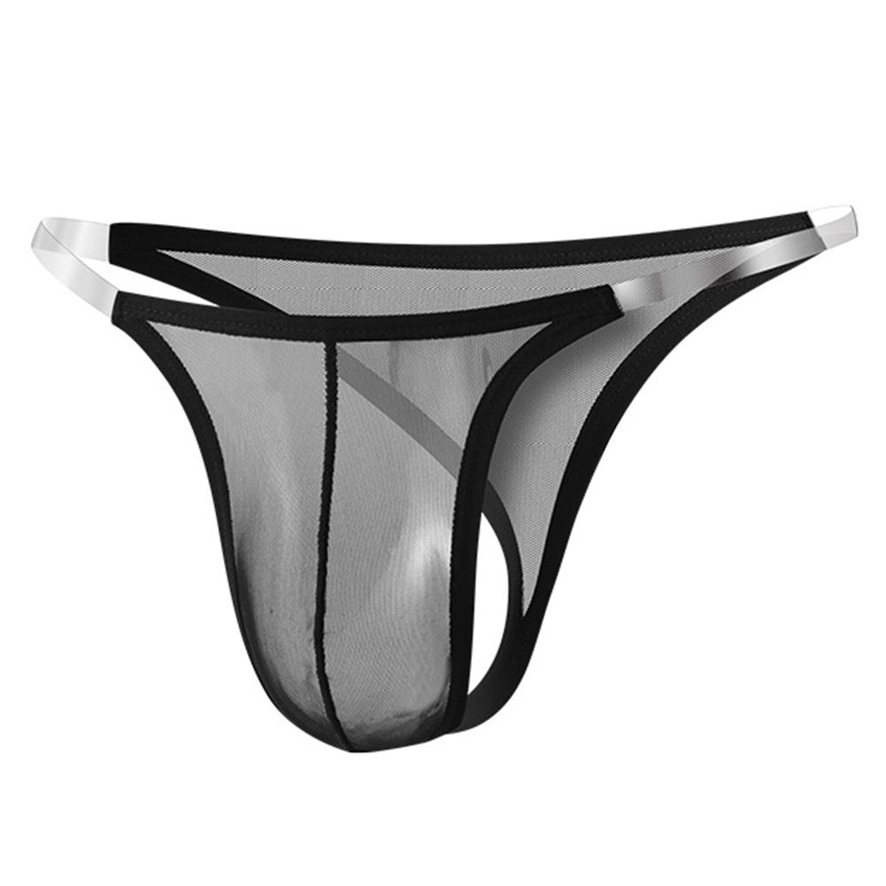 1pc Sexy Men's Mesh Sheer Bulge Pouch G-Strings Thongs Low Waist Briefs Underwear Lingerie Man Panties Shorts