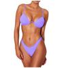 Women's Summer Fashion Sexy Solid Color V-neck  Bikini Beach Swimwear