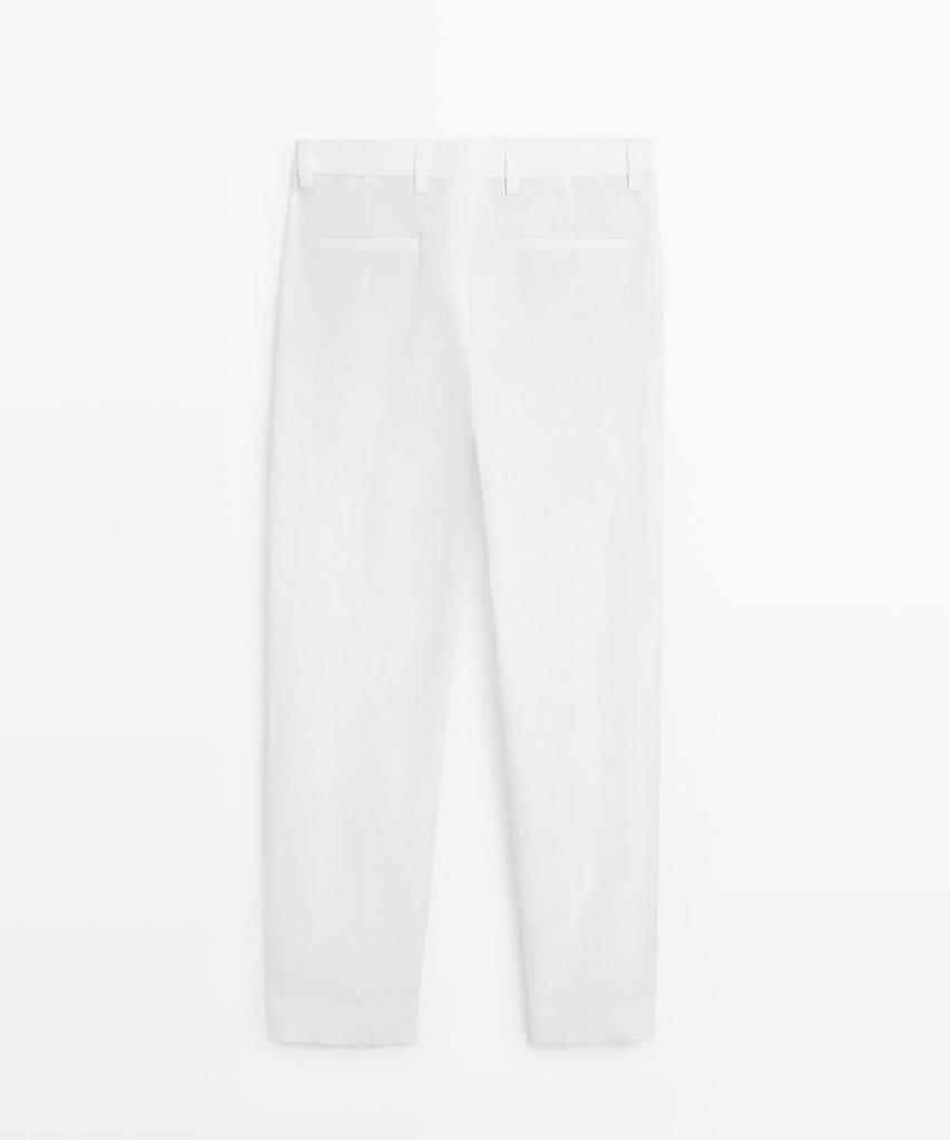 Masimodutti 100% Linen Pintuck Detail Pants