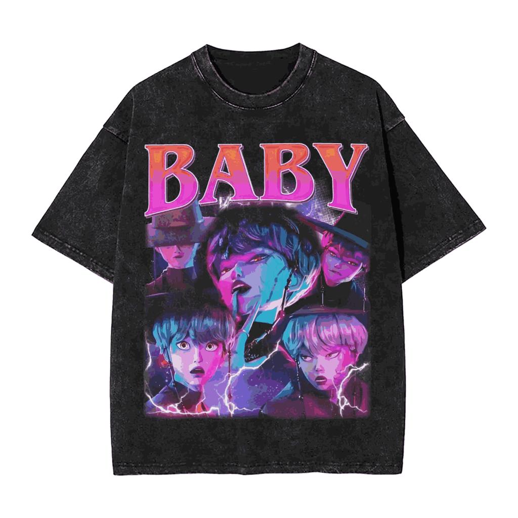 Saja Boys Kpop Demon Hunters Graphic Print T-Shirt Vintage Washed Cotton Men Women Streetwear Harajukuj Fashion Summer New Tee Casual Oversized Top