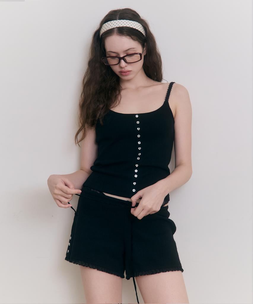 Lojanneu Sweet Dreams Button Cami Top (Black)