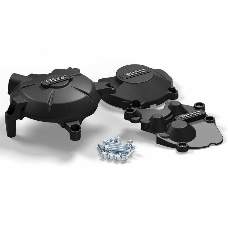 GBRacing Engine Guard Cover Kawasaki Ninja ZX-6R ZX-636 2007-2026 Side Panel Protector Carbon Fiber Texture Black Forged