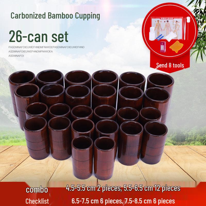 Bamboo Cupping Set: Carbonized Bamboo Charcoal Fire Cupping Jars & Tubes for Household Use